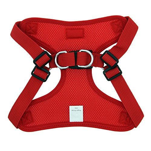 Doggie Design Soft Lightweight Wrap And Snap Choke Free Dog Harness - Flame Red (L)