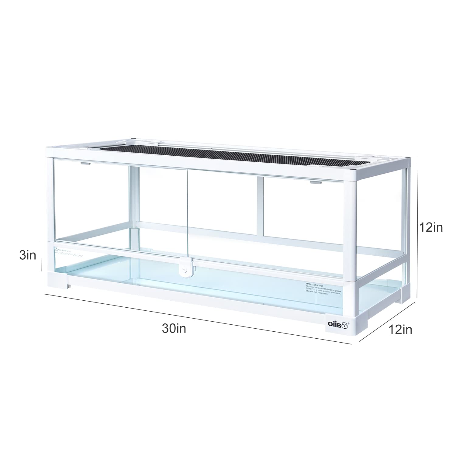 Oiibo Full Glass Long Tank Reptile Terrarium 20 Gallon, Front Opening Terrarium 30'' X 12''X 12'' For Reptile Pets Gecko Lizard