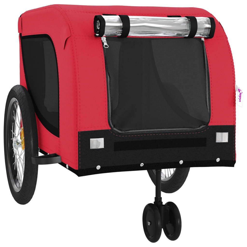 'Vidaxl Pet Bike Trailer In Red And Black, Durable Iron Frame And Waterproof Oxford Fabric, Comfortable, Easy Access