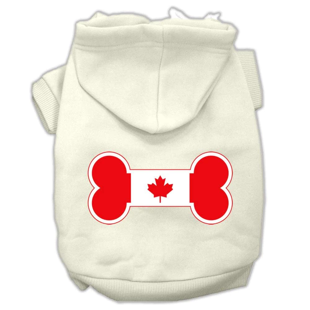 Pet, Dog & Cat Hoodie Screen Printed, 'Bone Shaped Canadian Flag' Black Xl (14-20 Lbs.)