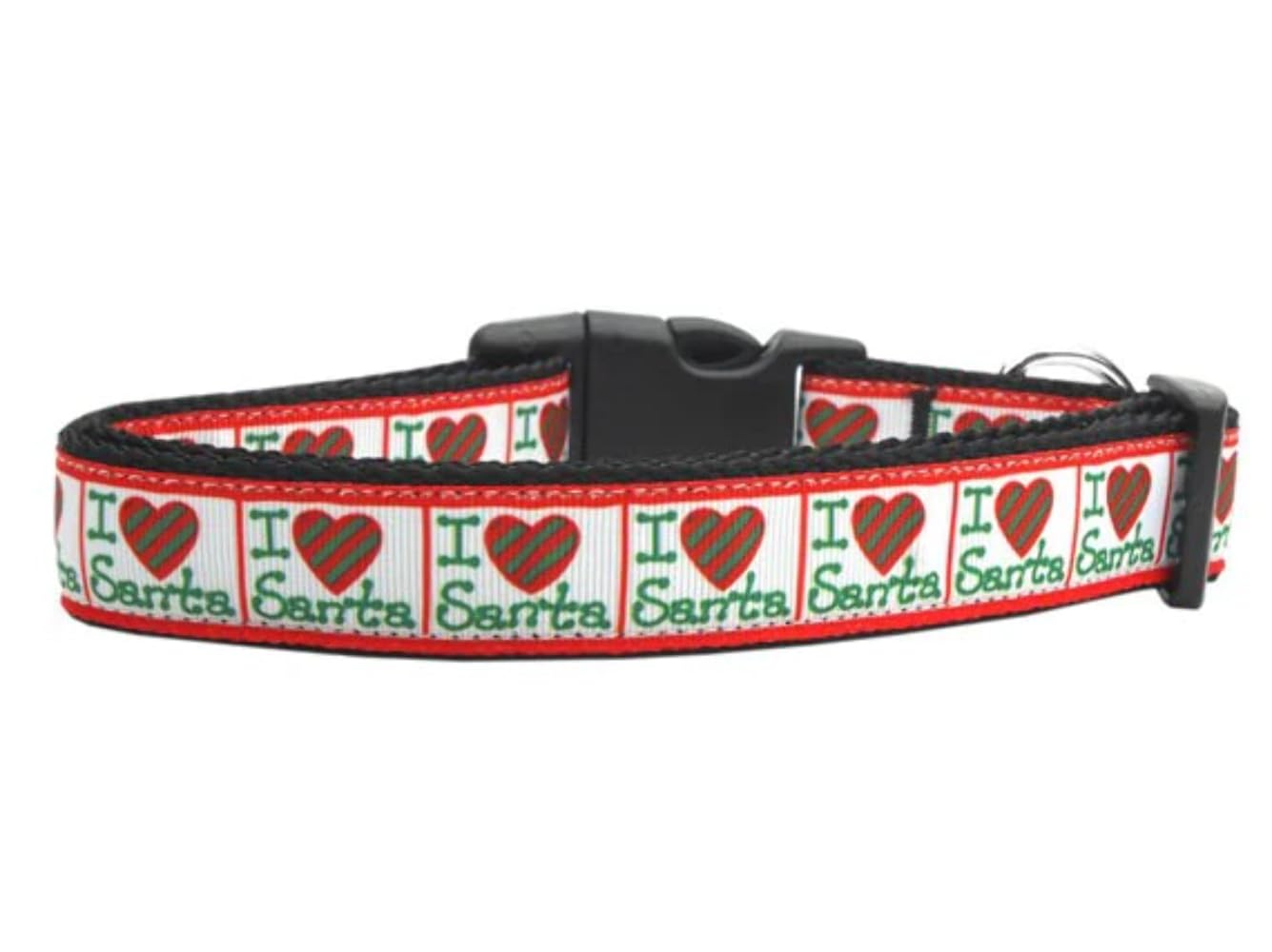 Christmas Pet Dog & Cat Nylon Collar or Leash, &quot;I Heart Santa&quot; 3/8&quot; w x 6 ft. leash