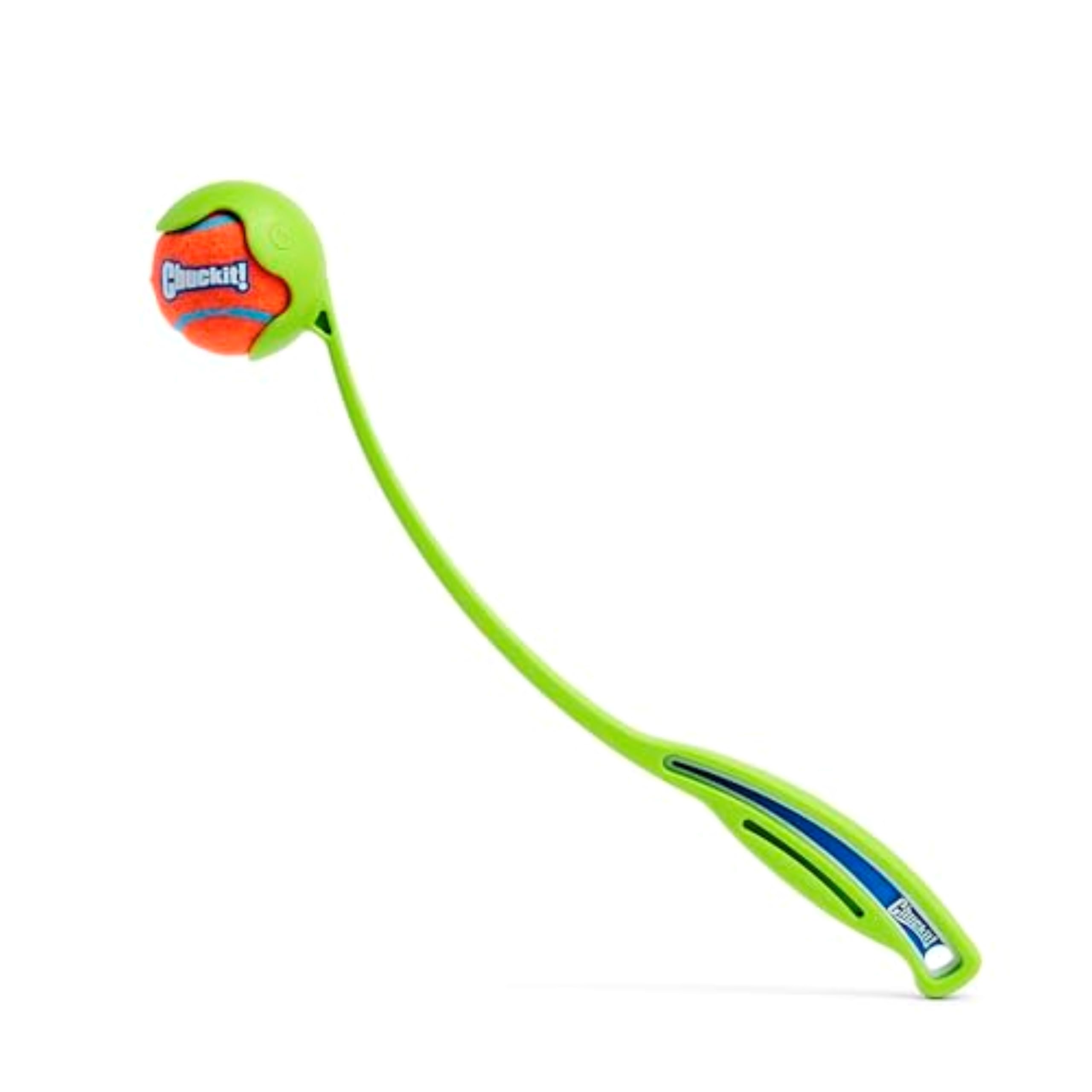 Chuckit! Sport 14S Dog Ball Launcher - Includes A 2-Inch Diameter Small Ball For Dogs 0-20 Pounds - Manual Tennis Ball Thrower With A Slim Handle - 14-Inch Length Chucker