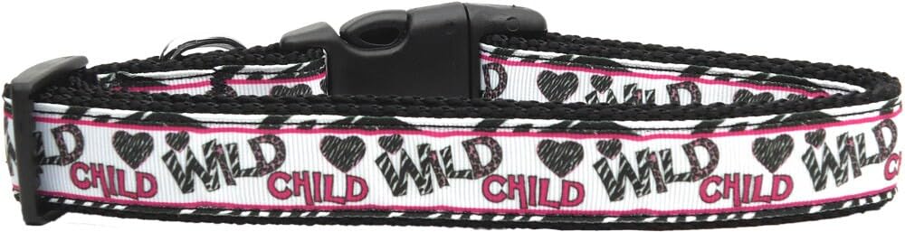Pet Dog & Cat Nylon Collar or Leash, &quot;Wild Child&quot; MD Narrow Collar