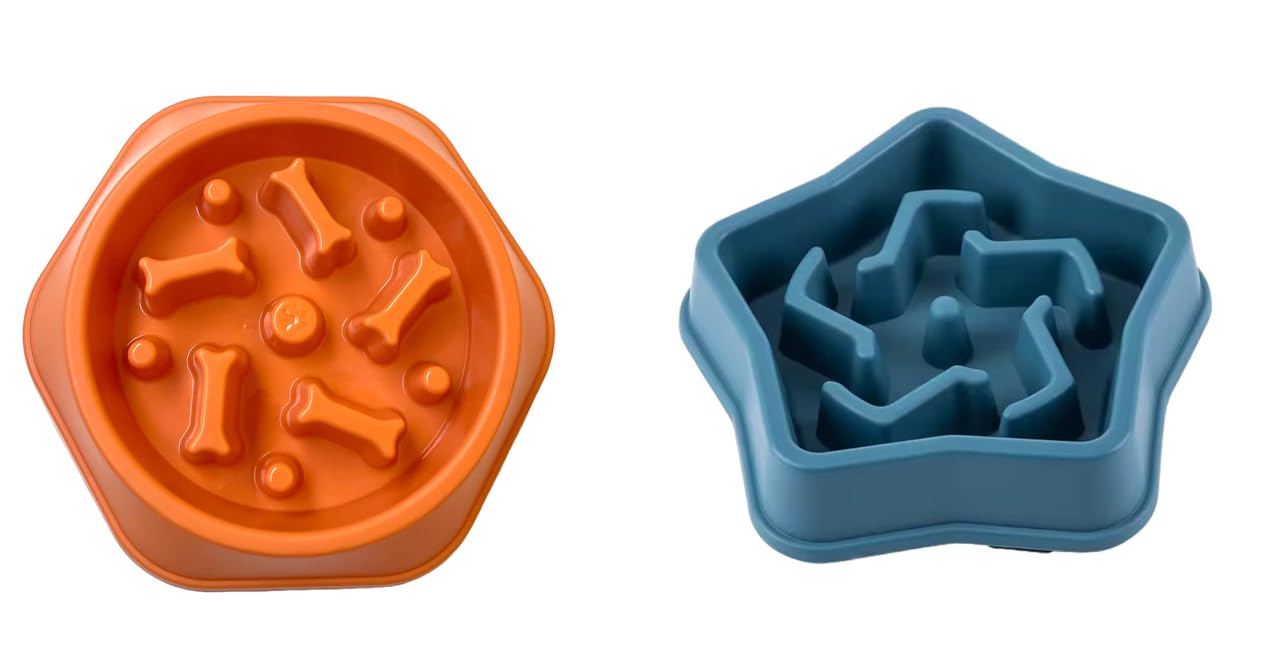 Urban Pet Gallery Pet Bowl, Feeding Bowl, Dog Bowl, Slow Eating Bowl For Dogs And Cats, Non Slip (Orange) And Pet Feeding Bowls 
