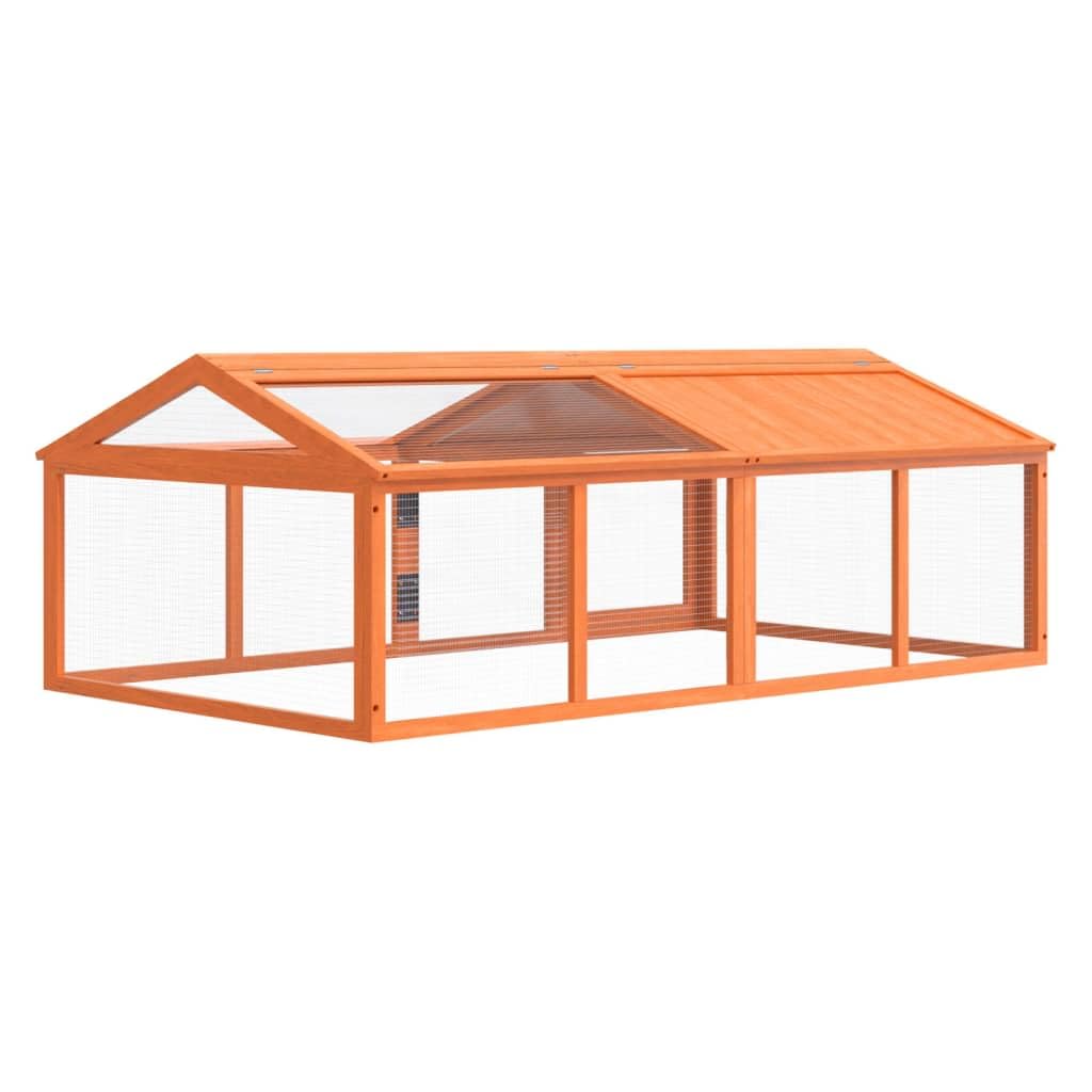 Vidaxl Small Animal House/Rabbit Hutch Run Box - Solid Pine Wood, Brown, 78.7 X 44.3 X 29.1 In.