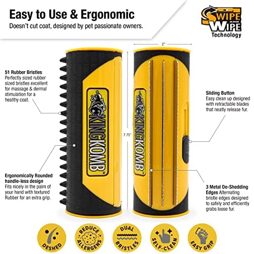 King Kanine Pet Grooming Brush, Self Cleaning Deshedding | Multi-Use Tool For Dogs, Cats & Horses For All Life Stages | Brush Pe