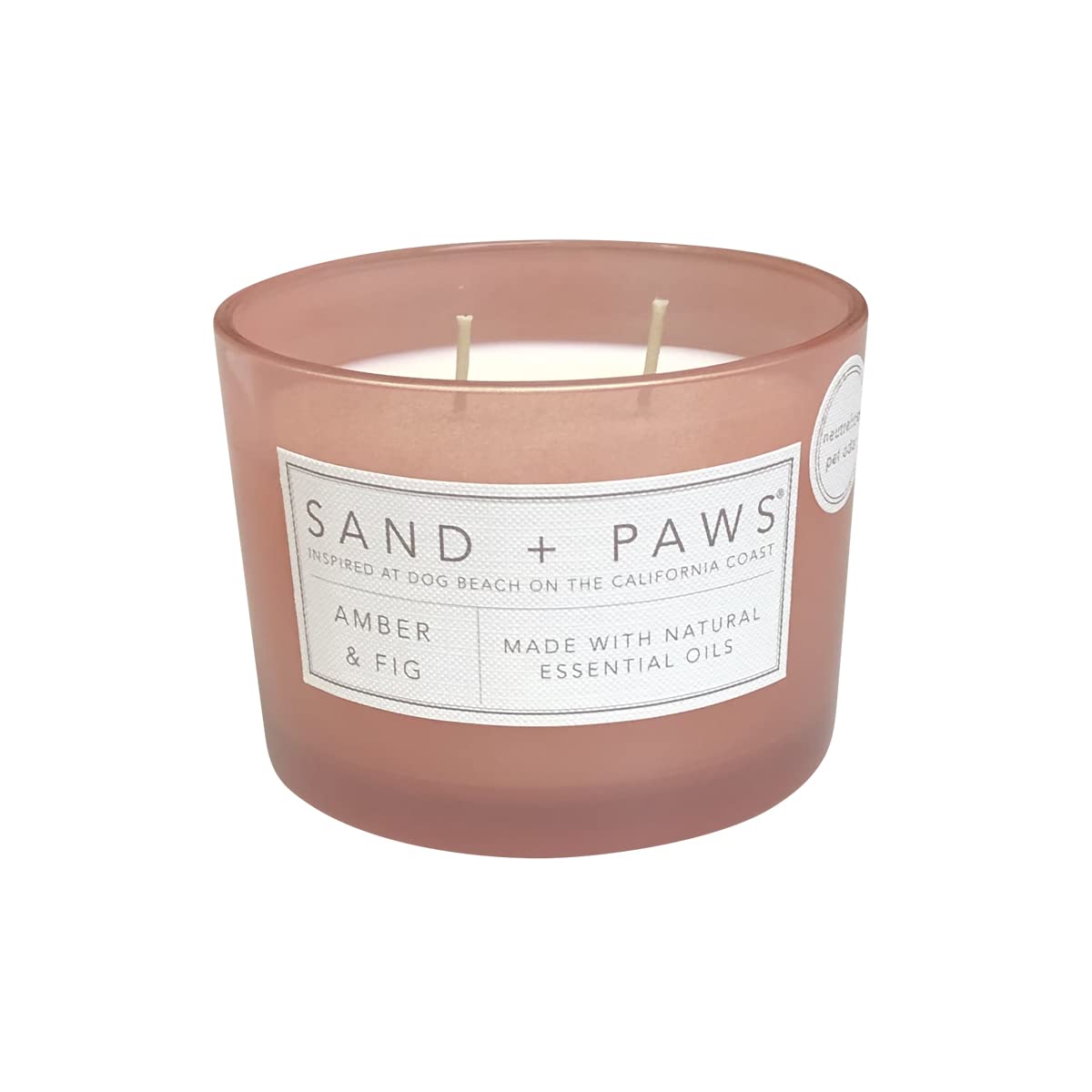 Sand + Paws Scented Candle - Amber & Fig - Additional Scents And Sizes -Luxurious Air Freshening Jar Candles Neutralize Pet Odors And Enhance Home Décor - 100% Cotton Lead-Free Wicks - 12 Oz