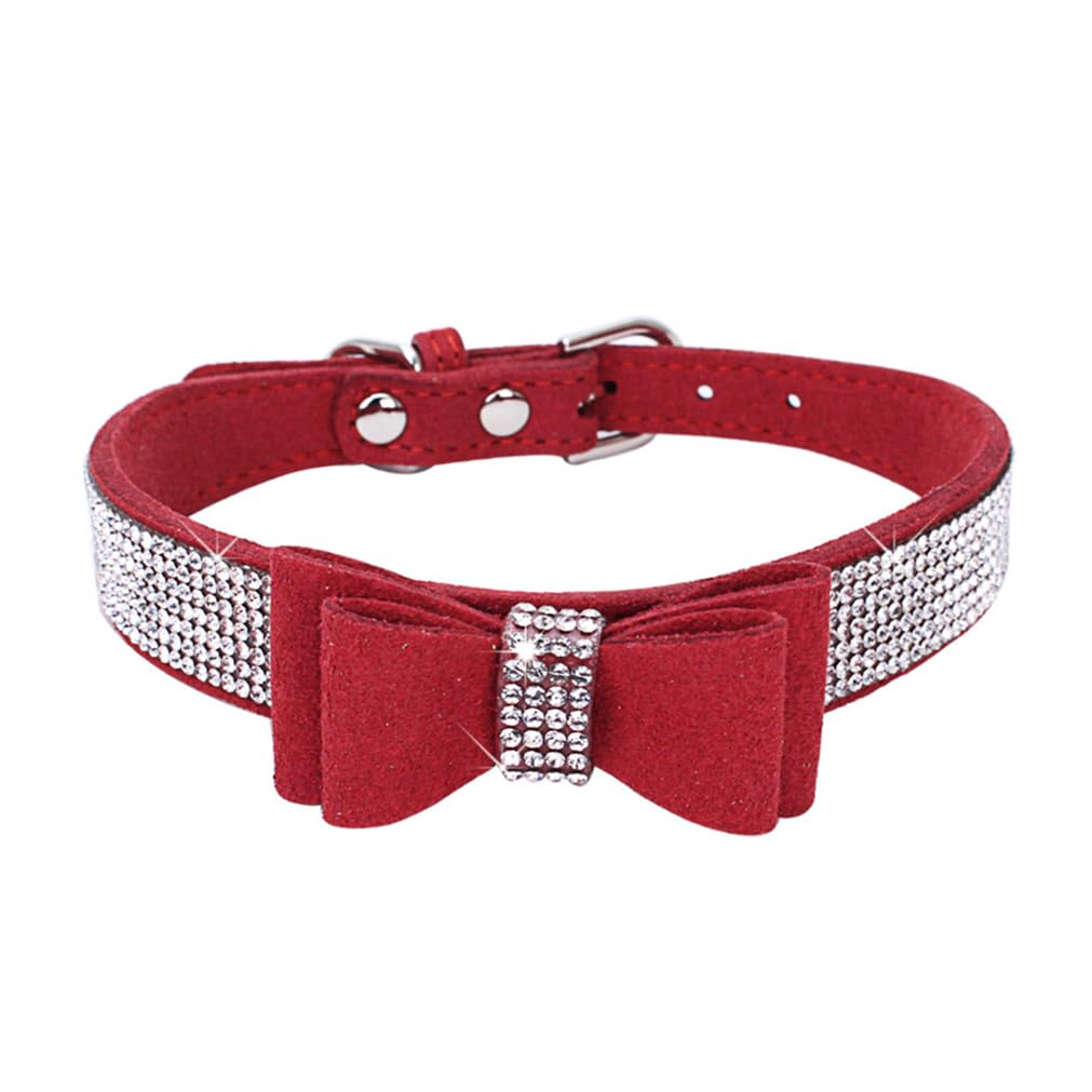 Rhinestone Dog Collar For Small Dog,Diamond Pet Cats Collors With Bow,Bling Crystal Pretty Cute Adjustable For Xxs Xs Small Medi