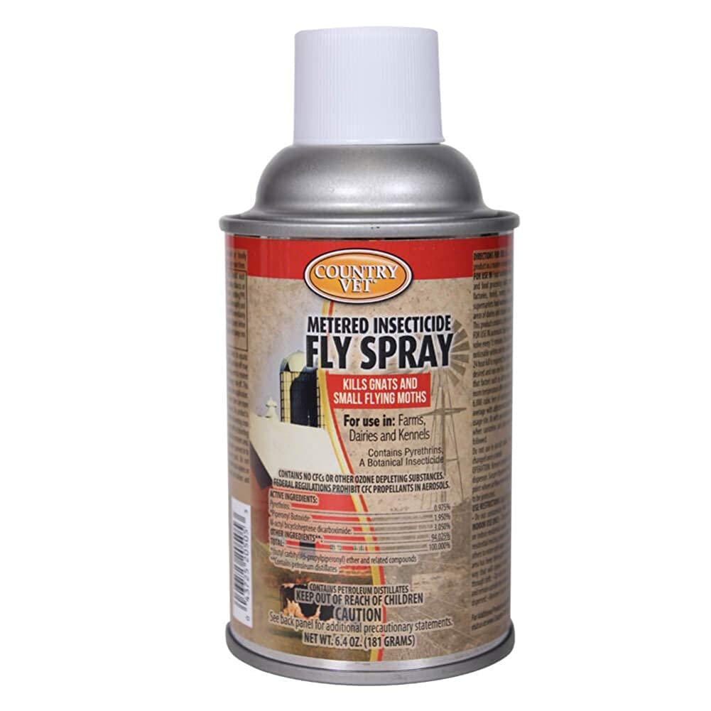 Country Vet Metered Insecticide Fly Spray - 6.4 oz (Case of 12) - 342050CVA - Kills GNATS and Small Flying Moths