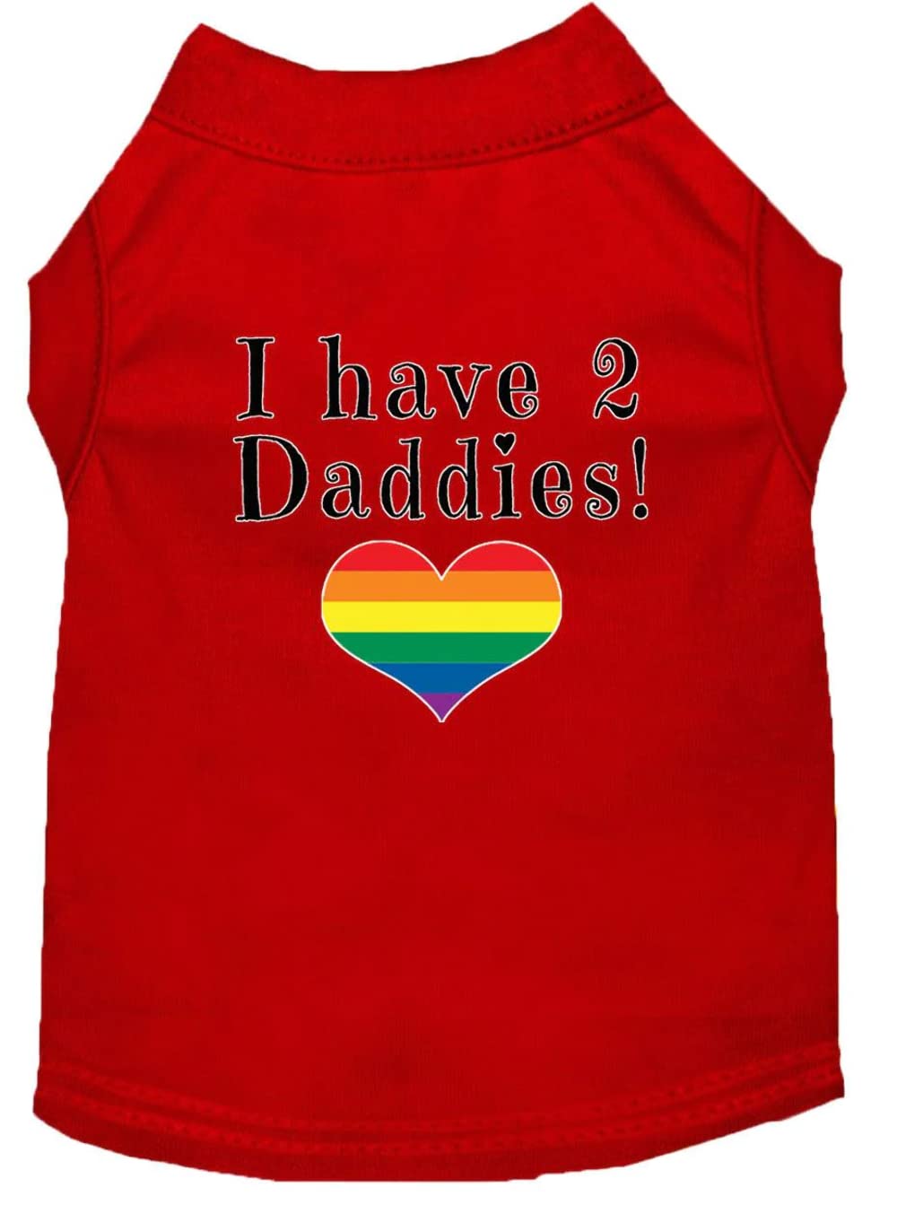 Pet Dog & Cat Shirt Screen Printed, &quot;I Have Two Daddies&quot; Red XS (0-3 lbs.)
