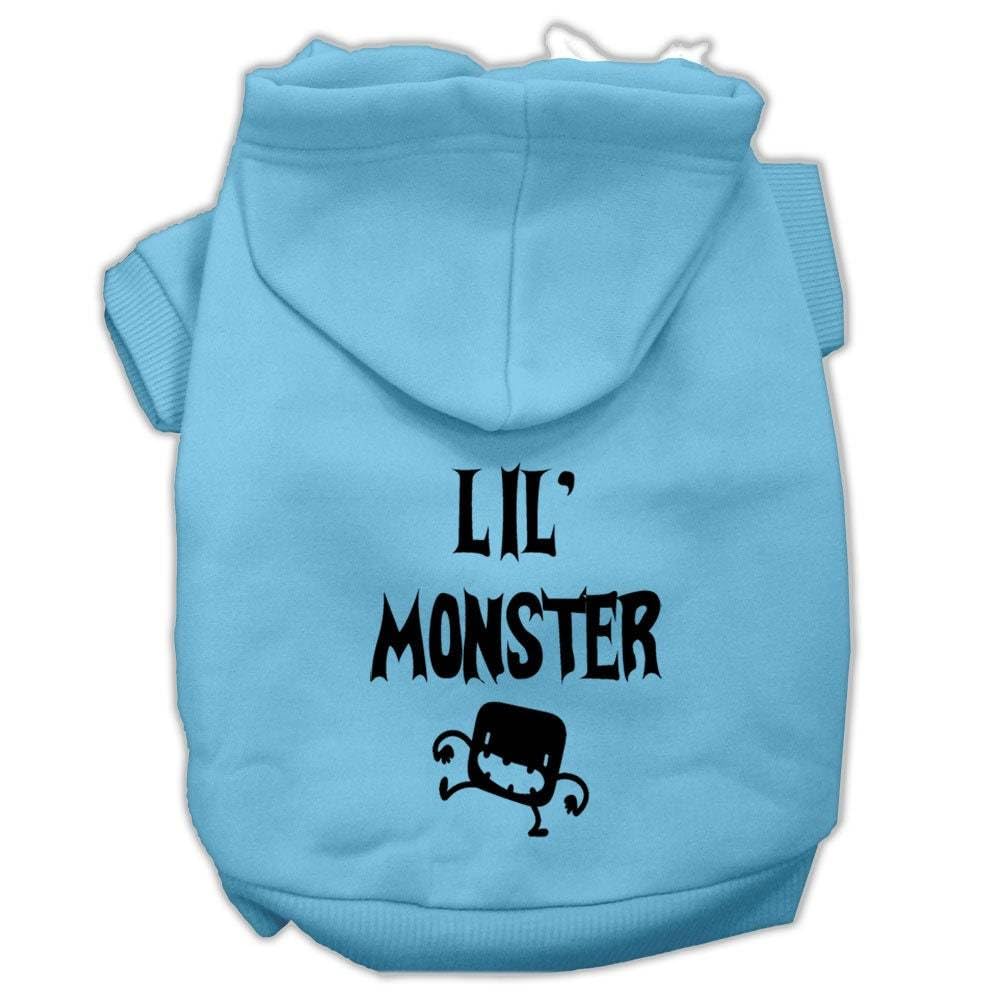 Halloween Pet, Dog & Cat Hoodie Screen Printed, 'Lil Monster' Baby Blue Sm (3-6 Lbs.)