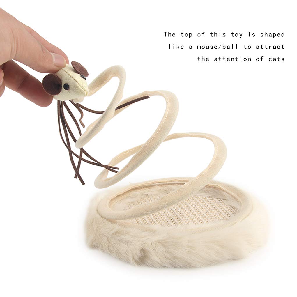 Andiker Interactive Cat Toy, Cat Plush Toy with Spiral Spring Plate and Funny Ball or Mouse Interactive Stainless Steel Spring R