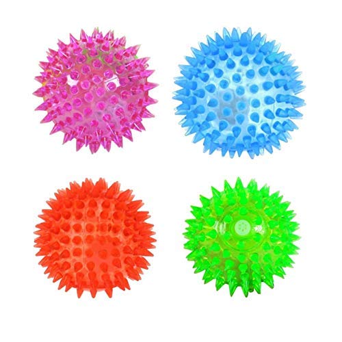 PSK PET MART Rubber Led Spiked Ball Dog Chew Toy, Multicolour(Set of 4)