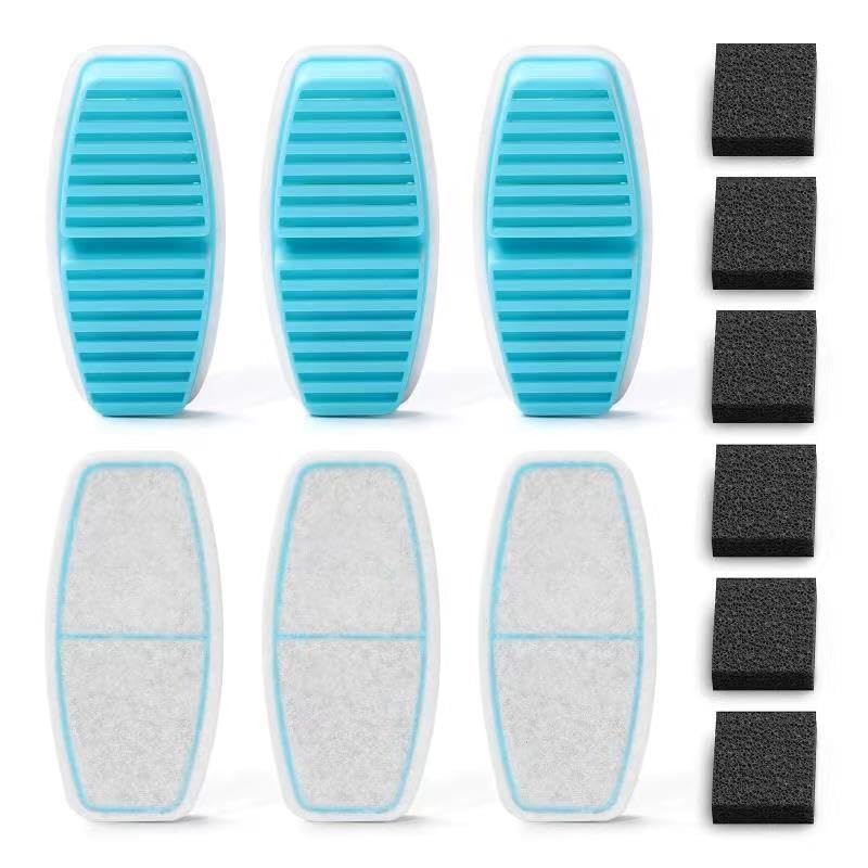 Official POOEKEN 12 Packs(6 Filters + 6 Sponges) for B3 Battery Cat Water Fountain, Cat Fountain Replacement Filters with Activa