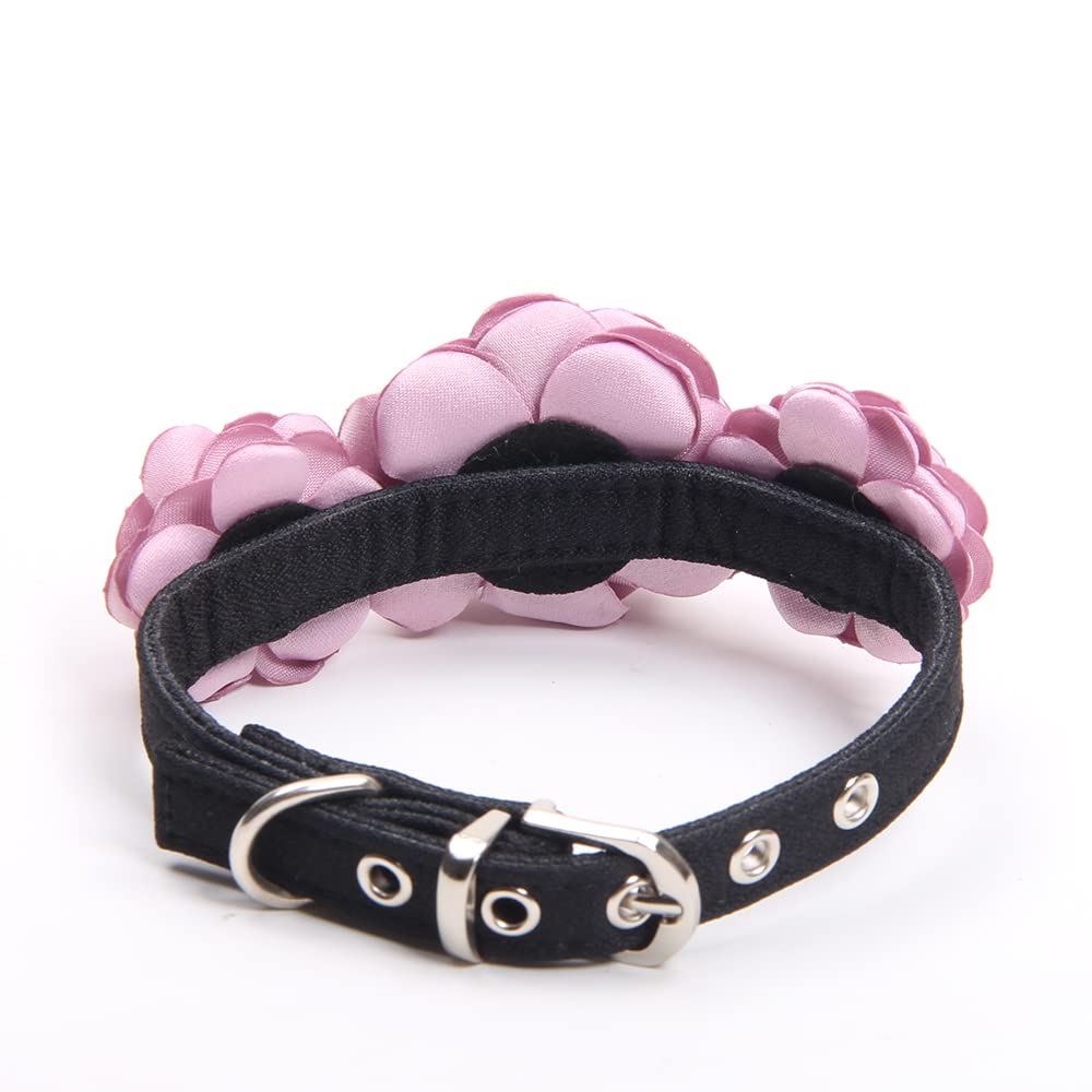 Sks Pet Roses Collar Necklace For Small Dogs Cats Girl Teacup Yorkie Handmade Adjustable Size M Purple(11~13Inch)