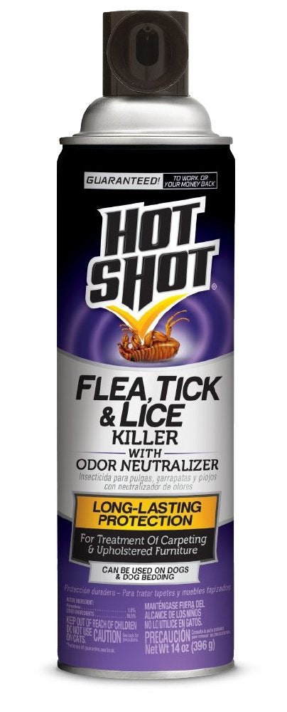 Hot Shot Flea, Tick & Lice Killer With Odor Neutralizer (Aerosol) 14 Oz (1 Pack)