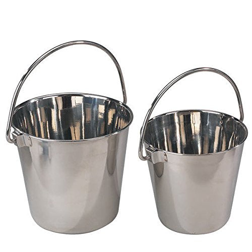 Pro Select Heavy Duty Stainless Steel Handled Snag Free Design Dog & Animal Feeding Pails(64 Oz)