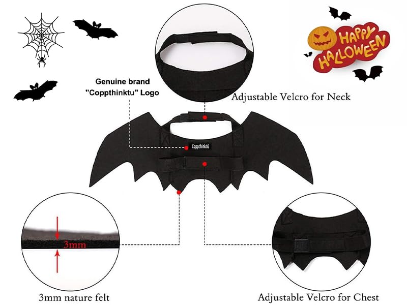 Halloween Pet Bat Wings Cat Dog Bat Costume, Cat Bat Wings Halloween Costume for Cats Small Dogs, Puppy Cosplay Bat Costume Cat