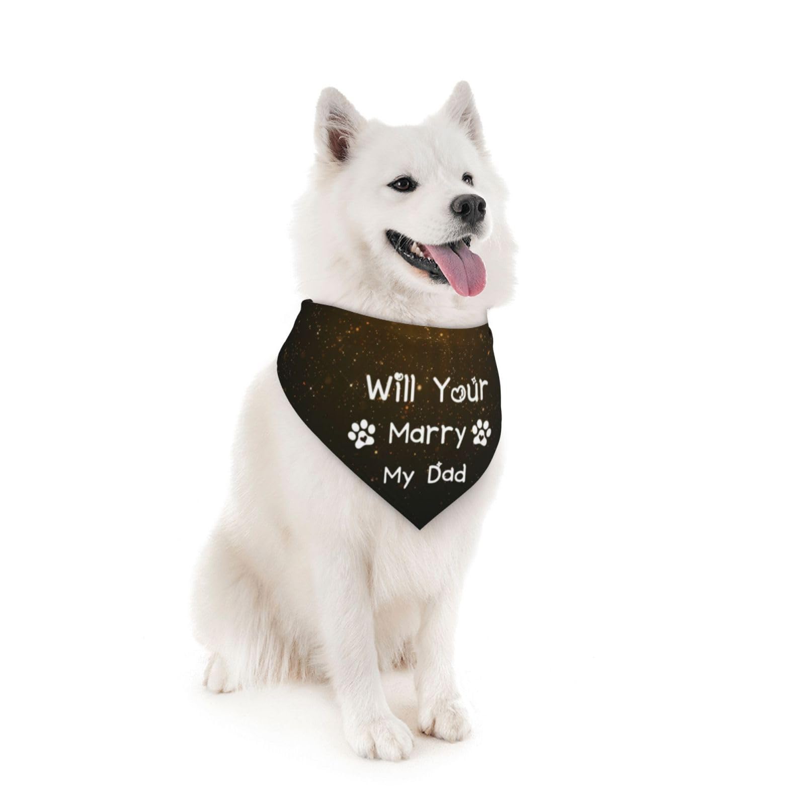 Will Your Marry My Dad Dog Bandana Scarf Triangle Bibs Pet Accessories Cat Kerchief White60 One Size