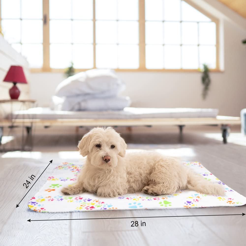 Eagmak Cute Dog Cat Fleece Blankets With Paw Prints For Kitten Puppy And Small Animals Pack Of 6 (Black, Brown, Blue, Grey, Red And White)