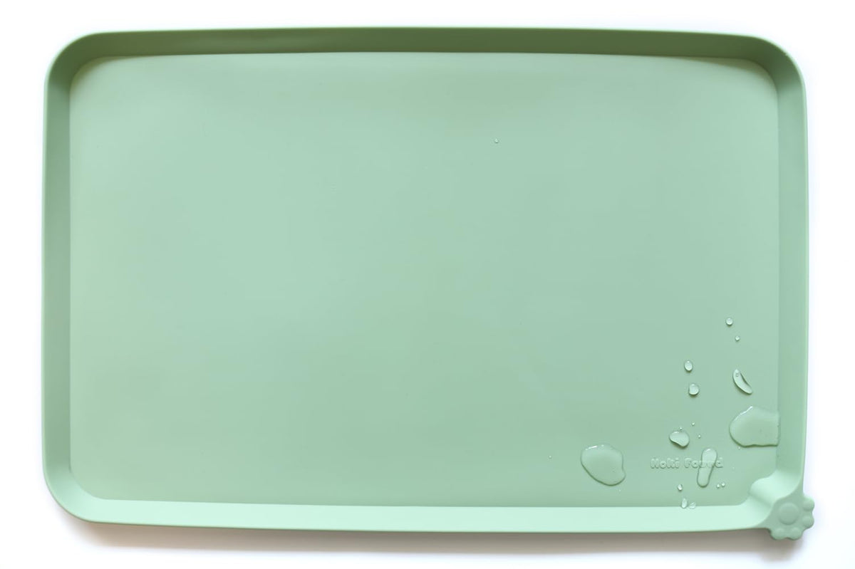 Hoki Found L Silicone Non Slip Pet Dog Cat Bowl Mats - Placemat, Feeding Mat - Waterproof For Carpet - Jade