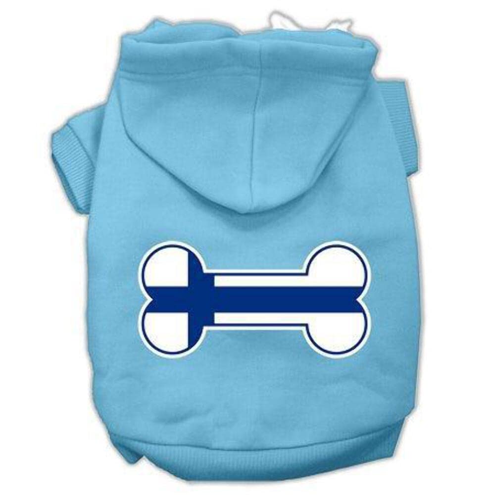 Pet, Dog & Cat Hoodie Screen Printed, 'Bone Shaped Finland Flag' Purple Xs (0-3 Lbs.)