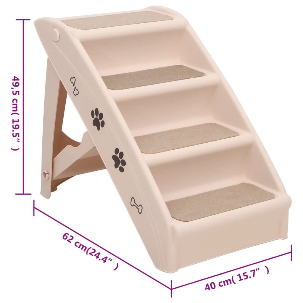 vidaXL Foldable Dog Stairs Cream 62x40x49.5cm