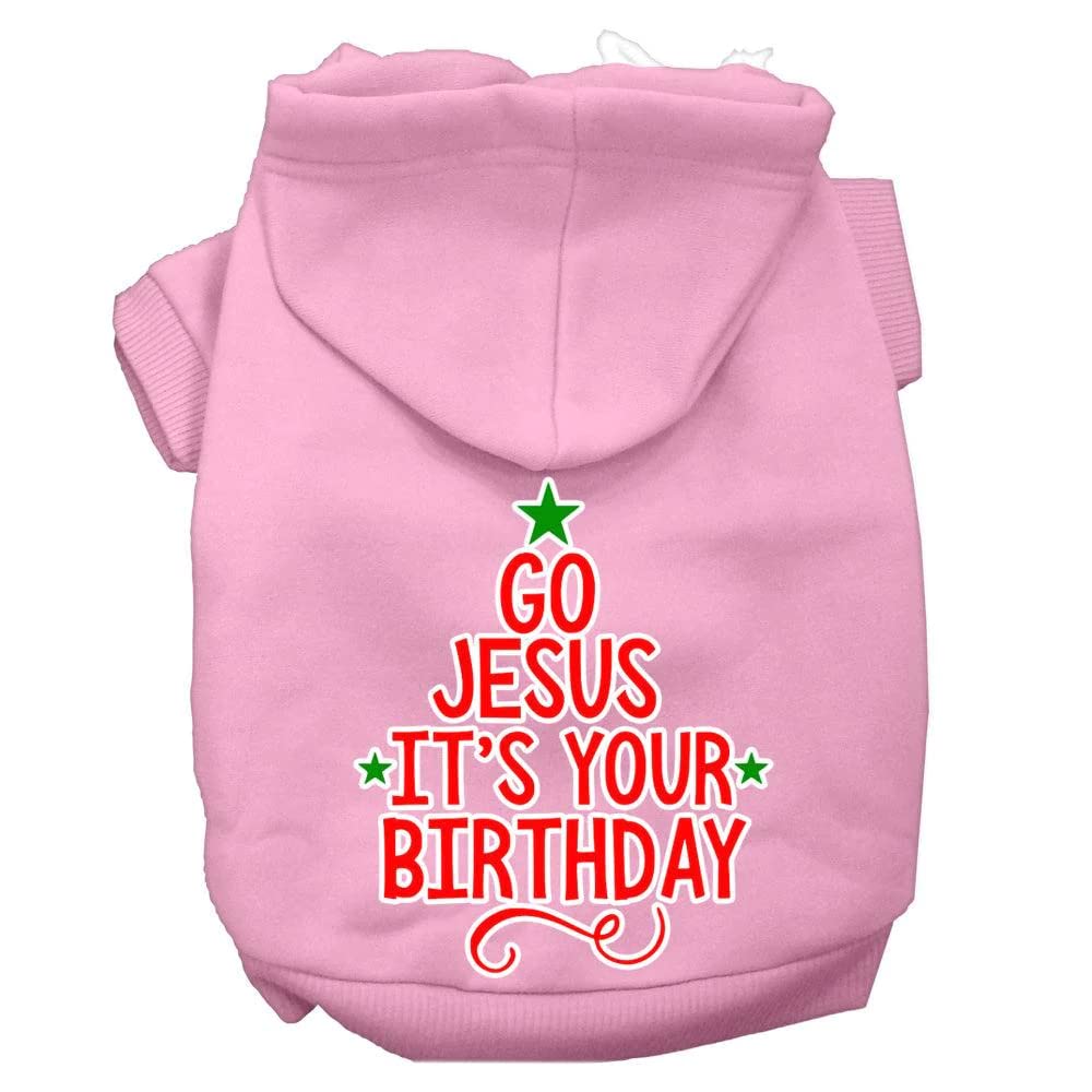 Go Jesus Screen Print Dog Hoodie Light Pink Xl 16
