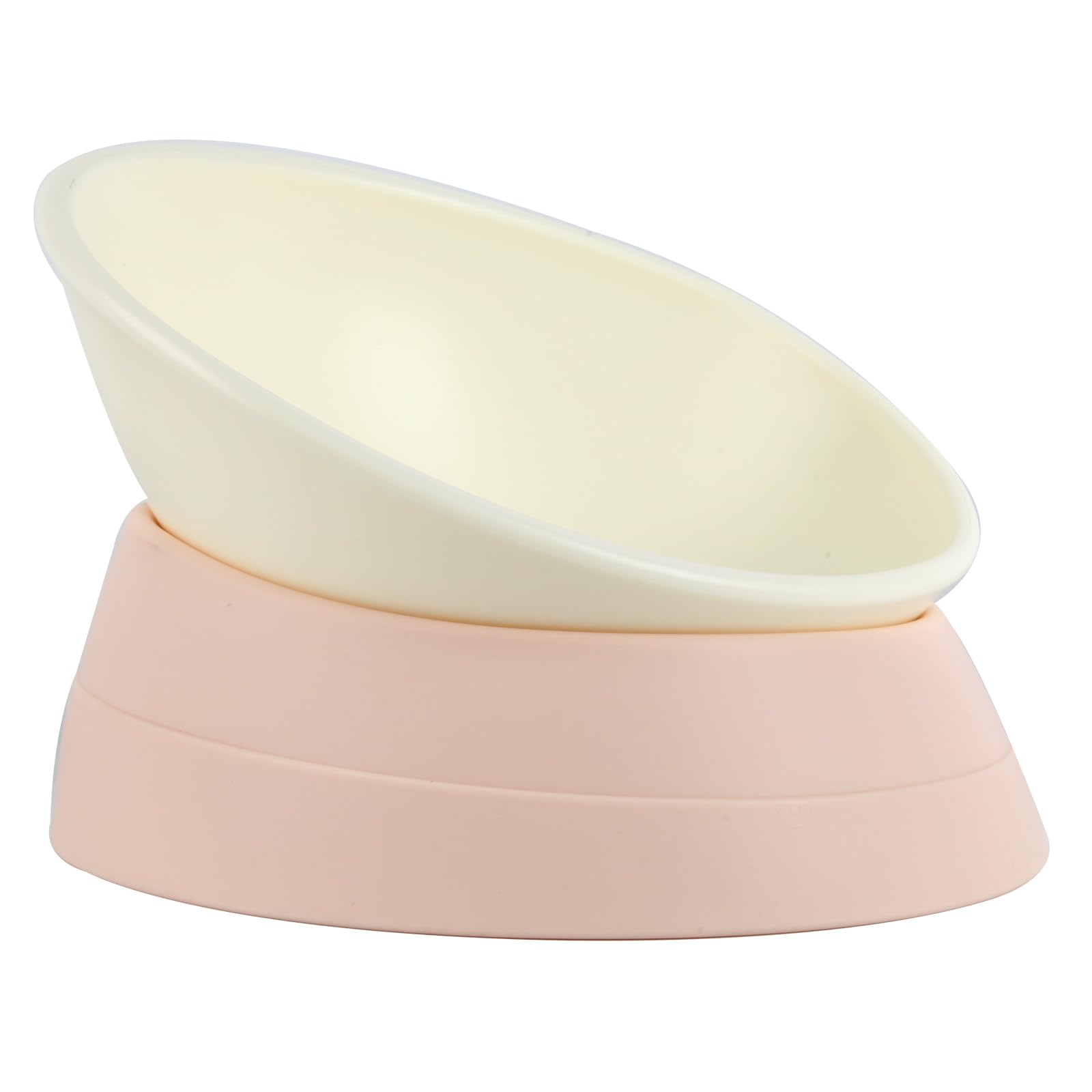Bulldog Bowl Anti-Slip Dog Cat Dish Detachable Rubber Dog Bowl Pet Sterile Tilted Pet Feeder Slope Base (Lightpink, 2 Cup (Small