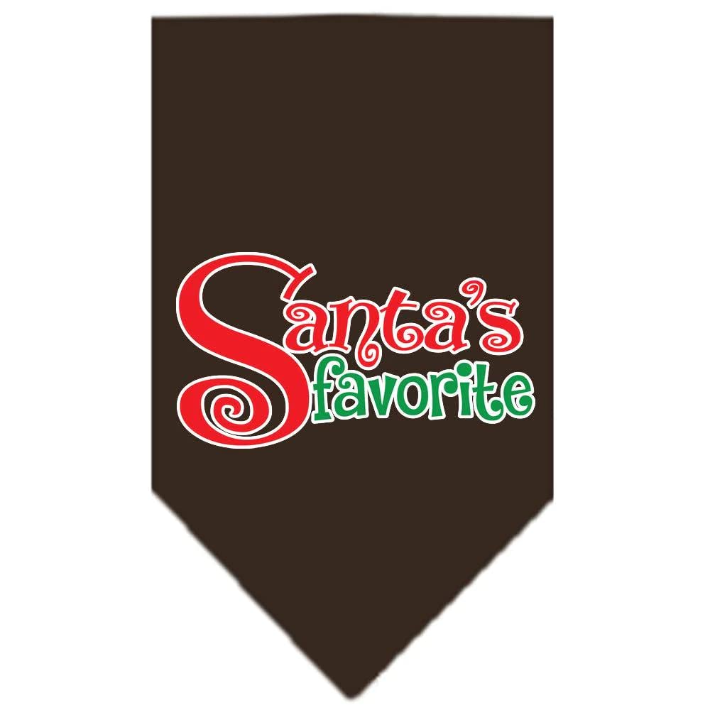 Christmas Pet and Dog Bandana Screen Printed, Santa's Favorite Yellow Large