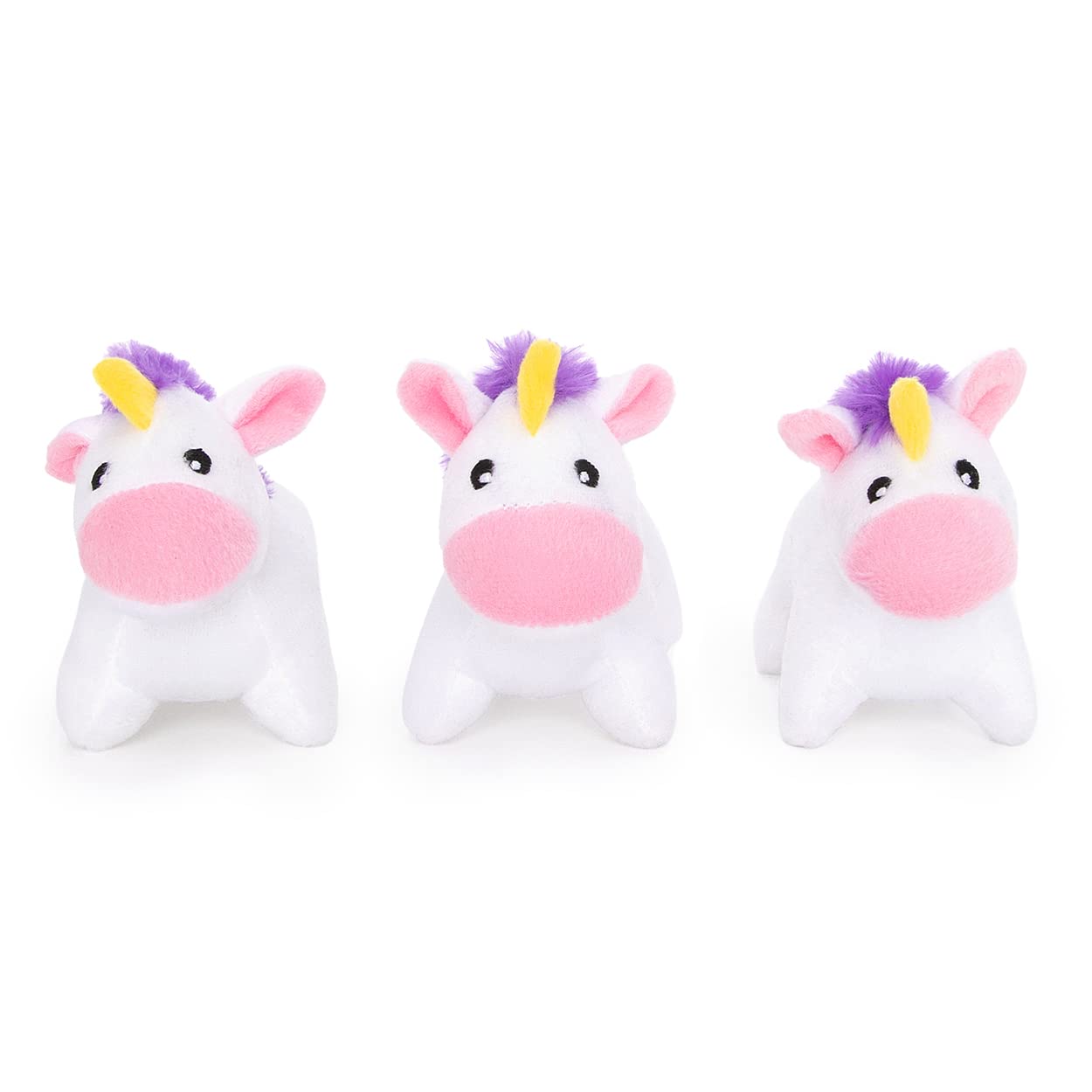 Zippypaws Burrow Replacement Miniz - Unicorn 3-Pack, Rainbow Unicorn Toy With Squeakers, Plush Dog Toys For Aggressive Chewers, Summer Dog Toys, Rainbow Dog Pride Accessories