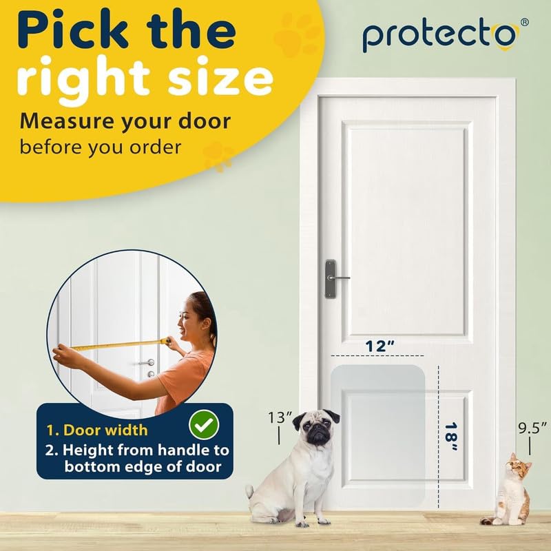 PROTECTO 18x12 Door Protector from Dog Scratching - Cat & Dog Scratch Guard for Indoor/Outdoor Use Easy Install on Doors, Walls,