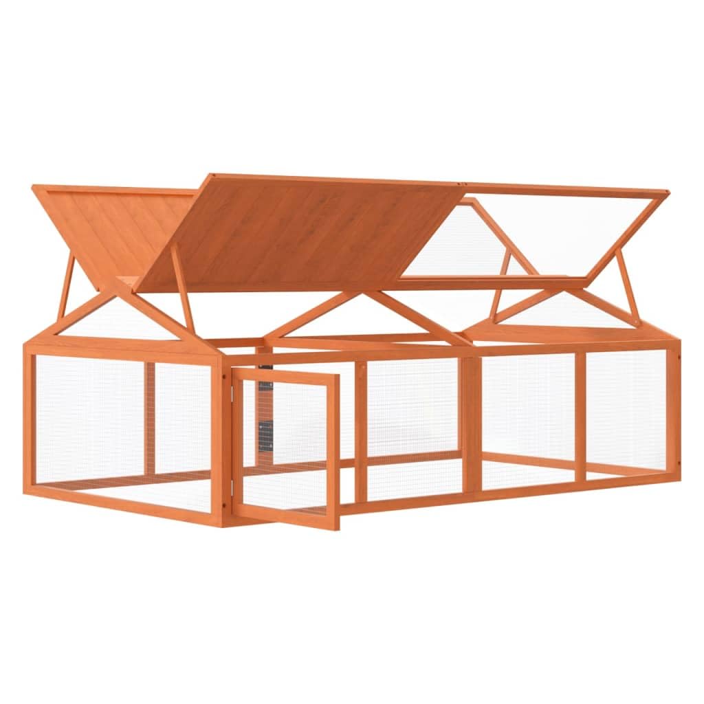 Vidaxl Small Animal House/Rabbit Hutch Run Box - Solid Pine Wood, Brown, 78.7 X 44.3 X 29.1 In.