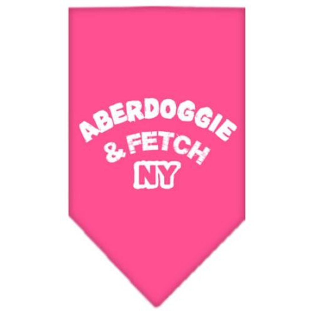 Pet and Dog Bandana Screen Printed, Aberdoggie & Fetch NY Bright Pink Large