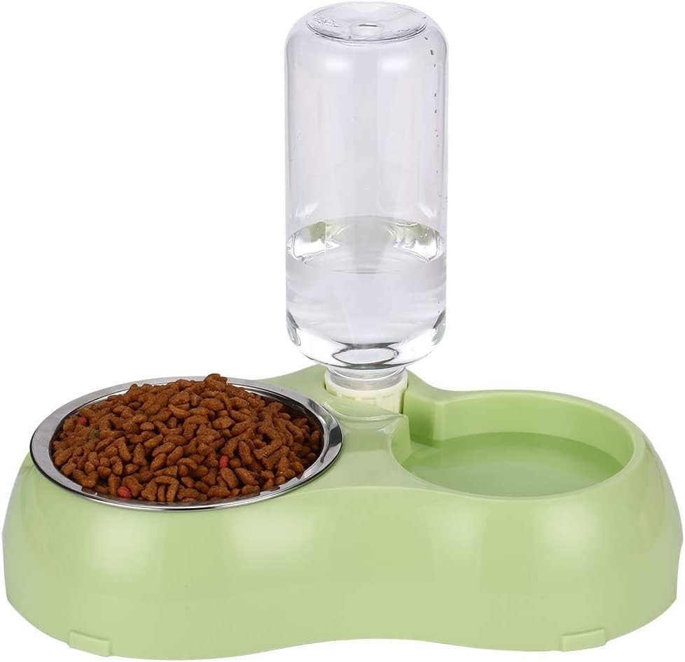 Gopad Wet And Dry Food Pet Utensils Bowl For Small And Adult Dog Cat, Stainless Steel Bowl And Automatic Water Dispenser Bottle 