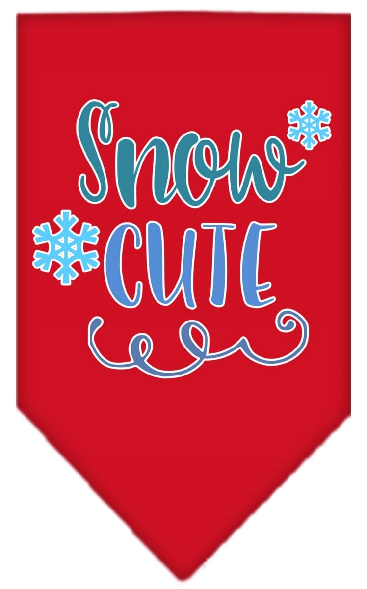 Christmas Pet and Dog Bandana Screen Printed, &quot;Snow Cute&quot; Red Small