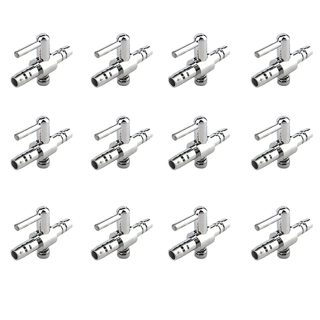 bnafes Stainless Steel Aquarium Fish Tank Air Flow Control Lever Pump Single Way Valve, 12pcs