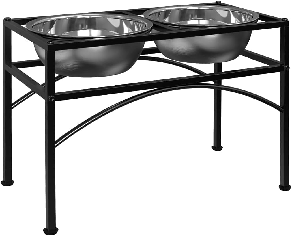Stand Hub Elevated Dog Bowl Stand 14 Inch Raised Pet Feeder With Food & Water Bowls For Large Dogs Metal Feeding Station