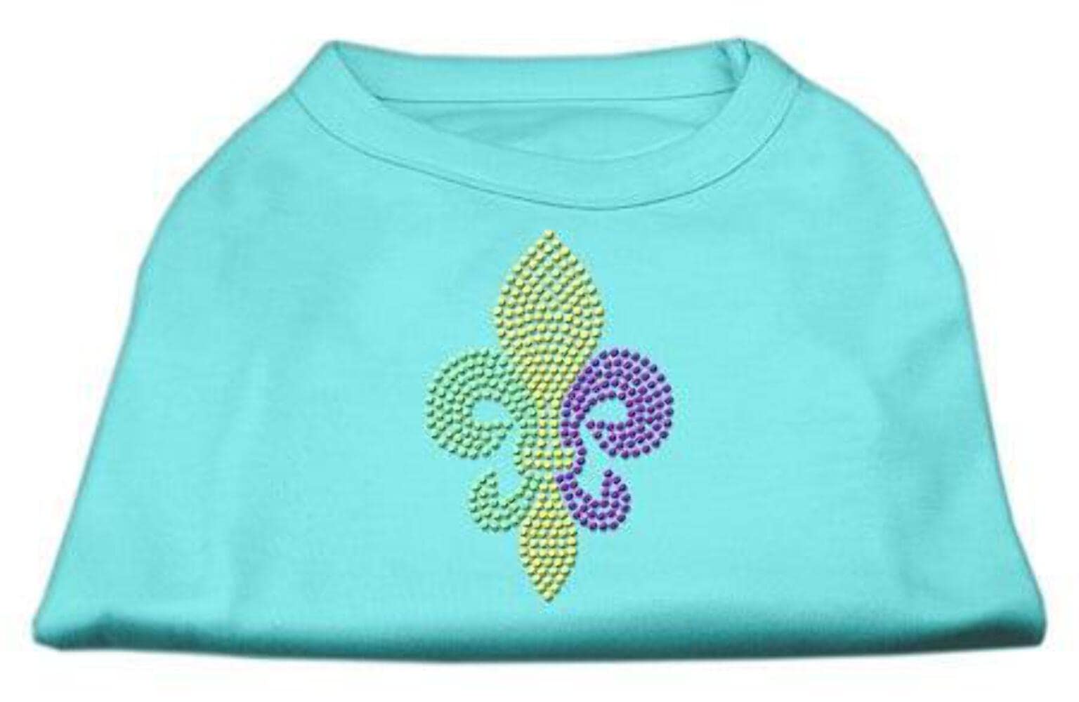 Pet Dog & Cat Shirt Rhinestone, &quot;Mardi Gras Fleur De Lis&quot; Emerald Green LG (10-14 lbs.)