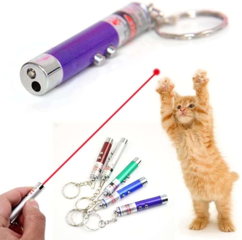 Wnzqk 6 Pcs Cat Toys Laser Pointer Mini Keychain Laser Pointer Led Flashlight Dog Laser Toy Pet Remote Control Laser (6 Pcs Pack