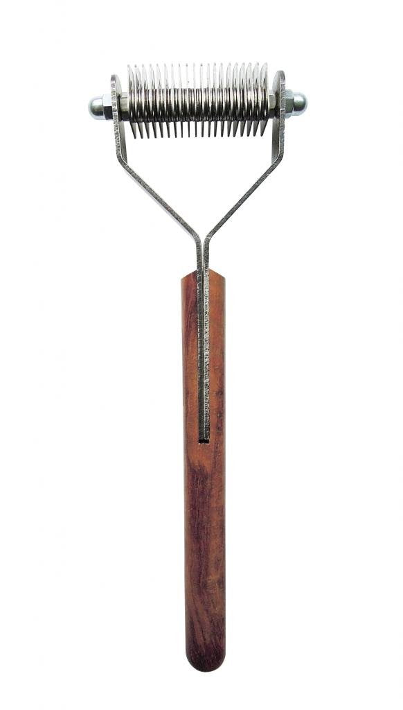 Mars Coat King Dematting Undercoat Grooming Rake Stripper Tool For Dogs And Cats, Stainless Steel With Wooden Handle For Thick Coats, 20-Blade Stripper For Groomers, Pet Owners