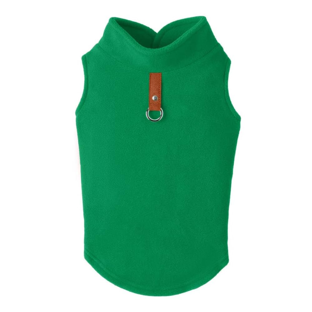 Gooby - Fleece Vest, Small Dog Pullover Fleece Jacket With Leash Ring, Green, X-Small