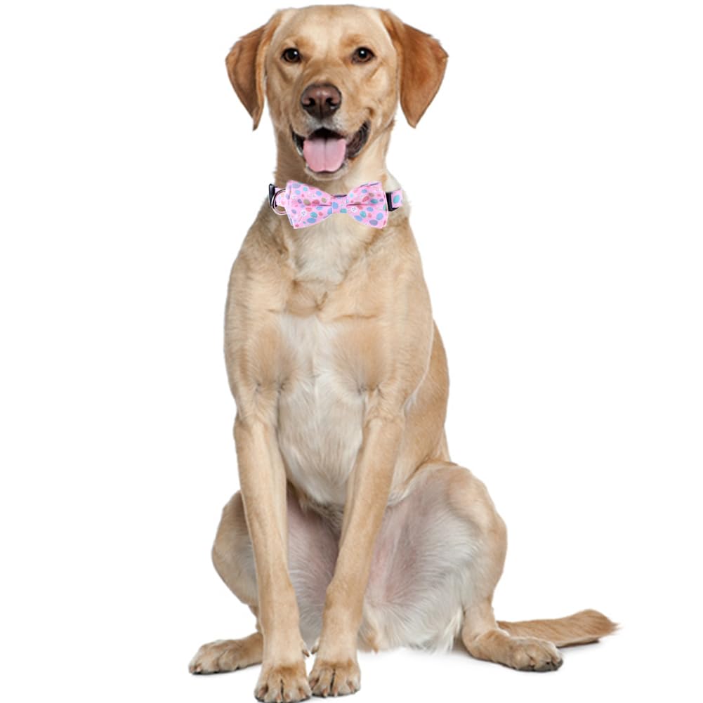 Easter Dog Collar With Bowtie Bunny Egg Holiday Adjustable Pet Collars With Metal Buckle For Dogs (Rabbit Eggs,Medium)