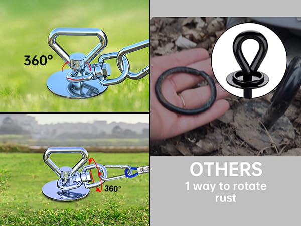 Dog Tie Out Stake,360 Swivel 304 Stainless Steel Dog Run Anchor- Use Any Dog Tie Out Cable Or Yard Leash Chains,Heavy Duty Dog S