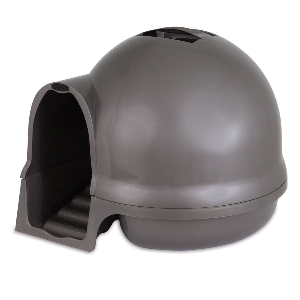 Petmate Booda Clean Step Cat Litter Box Dome (Made In The Usa With 95% Recycled Materials)- Brushed Nickel, Made In Usa