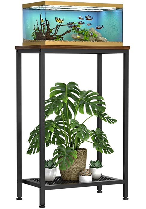 VANVERB 10 Gallon Fish Tank Stand, 2-Tier Small Aquarium Stand, Metal Reptile Breeder Turtle Terrarium Stand Rack Plant Stand fo