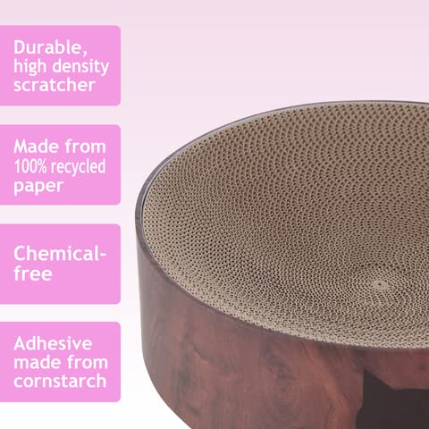 NECOICHI Cozy Cat Scratcher Bowl - 100% Recycled Paper, Chemical-Free, Dark Cherry, Regular Size
