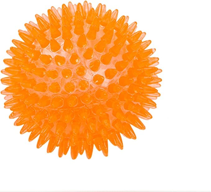 Woofy NonToxic Soft Natural Rubber Squeaky 5 Inch Spike Ball Chew Toys Aggressive Chewers Dental Teething Cleaning Toy For Dogs