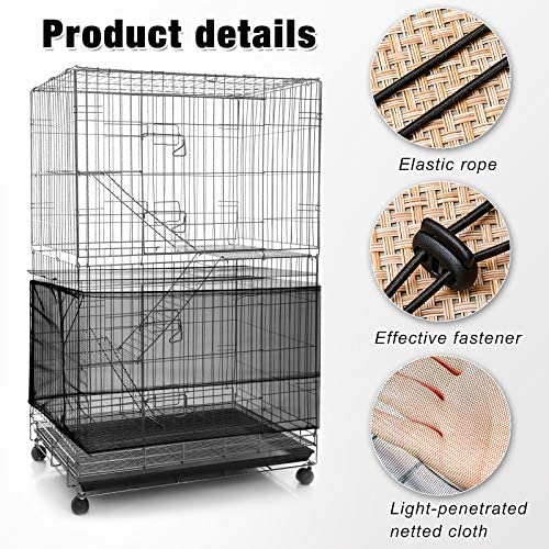 Shappy Large Bird Cage Net, Bird Cage Seed Catcher, Adjustable Soft Airy Mesh Net, Birdcage Skirt Guard For Parrot Parakeet Maca