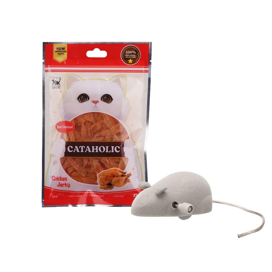 Combo Of Cataholic Chicken & Fish Cat Treats 50G And Trixie WindUp Mouse Toy  Interactive Cat Treat & Play Pack For Cats & Kit